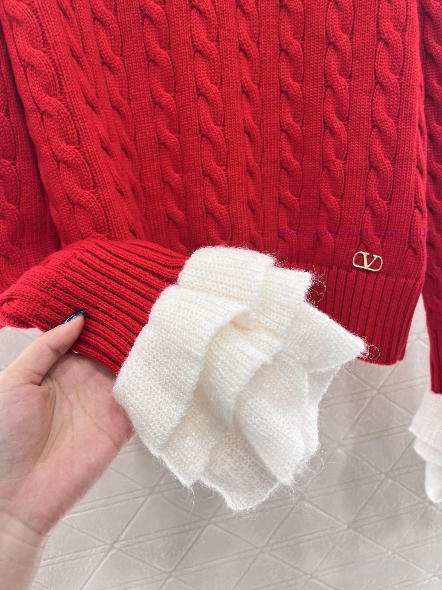 Valentino 2024 new product launchedFried Dough Twists knitting lace sleeve sweaterCustomized ewvyuf50 - Image 9