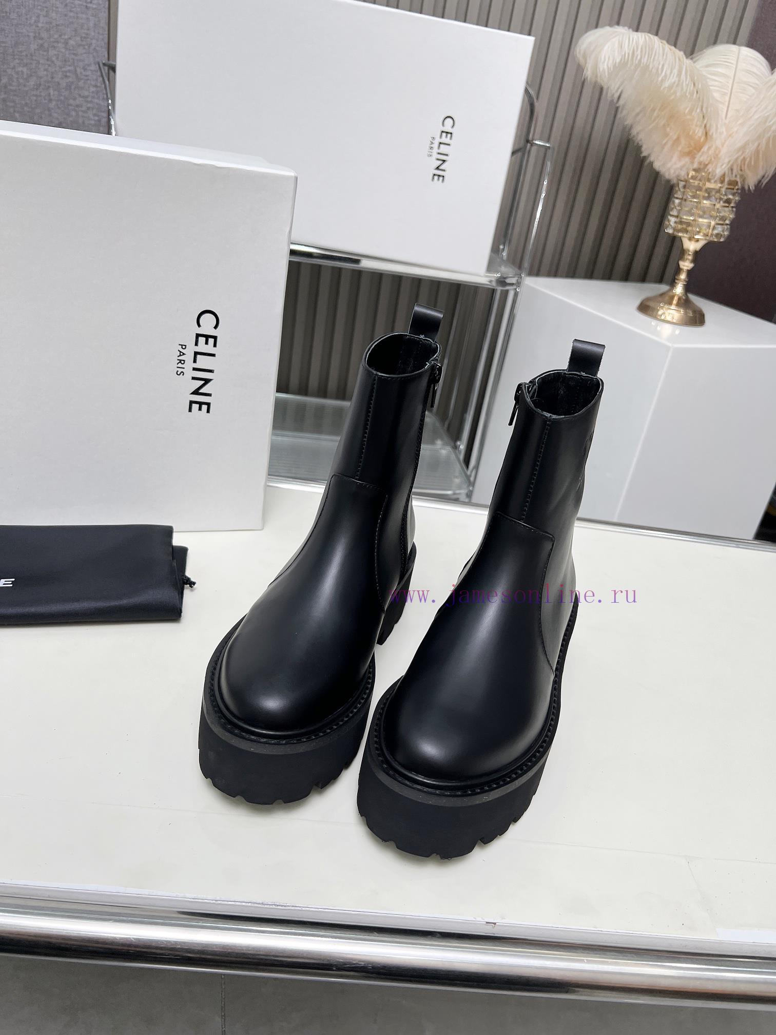 amazon ελλαδα παπουτσια | Celine 2024 Triumphal Arch Fashion Versatile Comfortable Thick Soled Boots Fabric Head Layer Co lkway83k | αγγλικα νουμερα παπουτσια - Image 2
