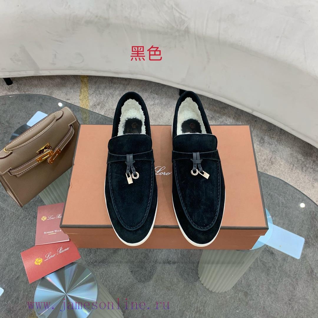 παντόφλες ορθοπαιδικες | Loro Piana Lambhair Loafers Italy's Top Cashmere Retro Elegant Low-key Luxury Fashion Practical ka10bau2 | κοκκινα μποτακια 2018 - Image 2