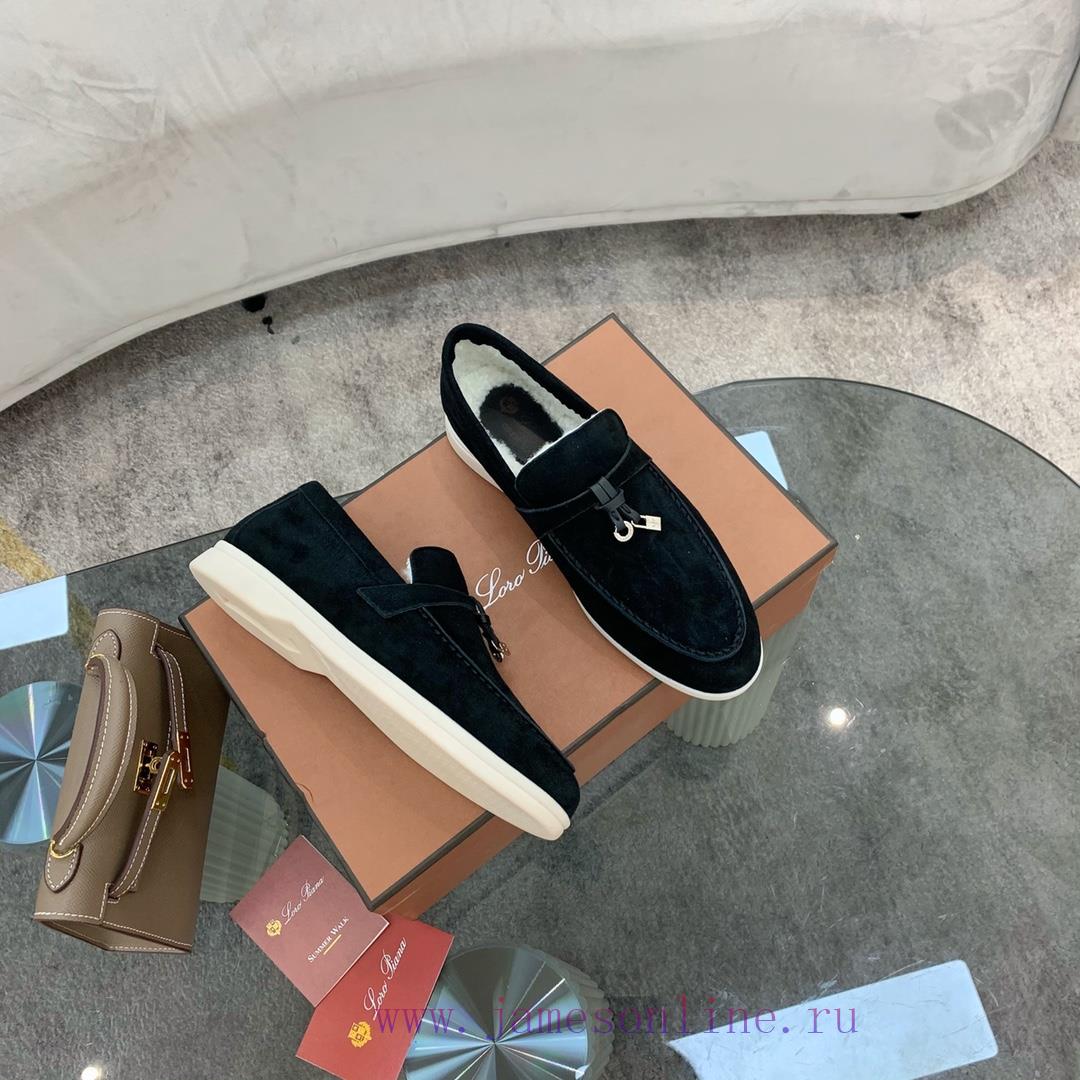 παντόφλες ορθοπαιδικες | Loro Piana Lambhair Loafers Italy's Top Cashmere Retro Elegant Low-key Luxury Fashion Practical ka10bau2 | κοκκινα μποτακια 2018 - Image 3