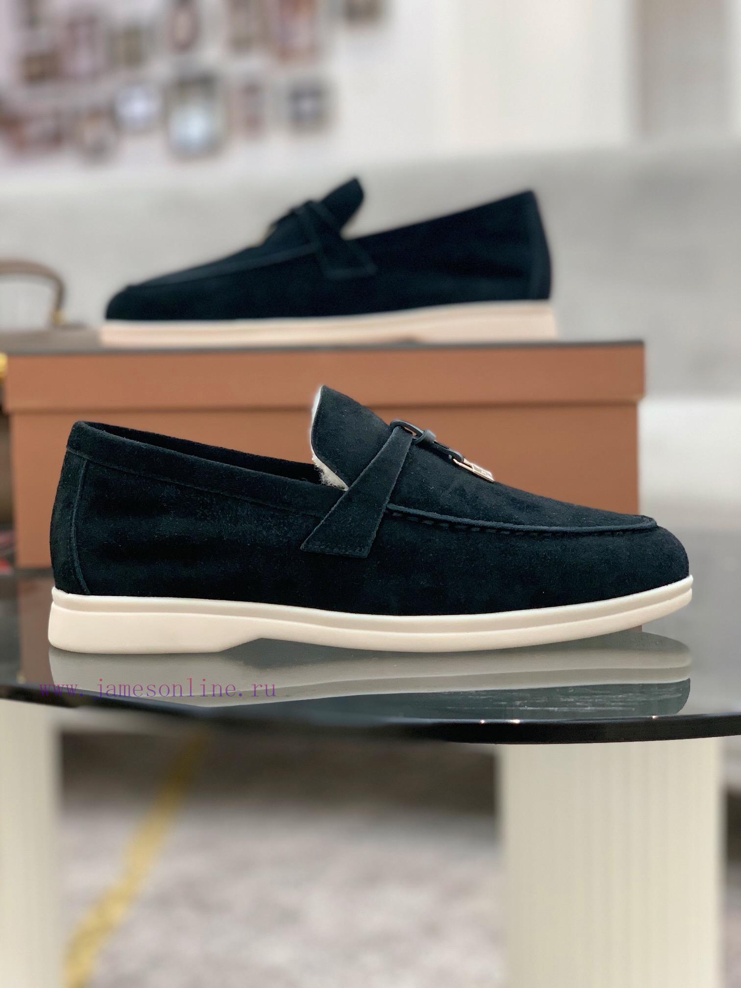παντόφλες ορθοπαιδικες | Loro Piana Lambhair Loafers Italy's Top Cashmere Retro Elegant Low-key Luxury Fashion Practical ka10bau2 | κοκκινα μποτακια 2018 - Image 4