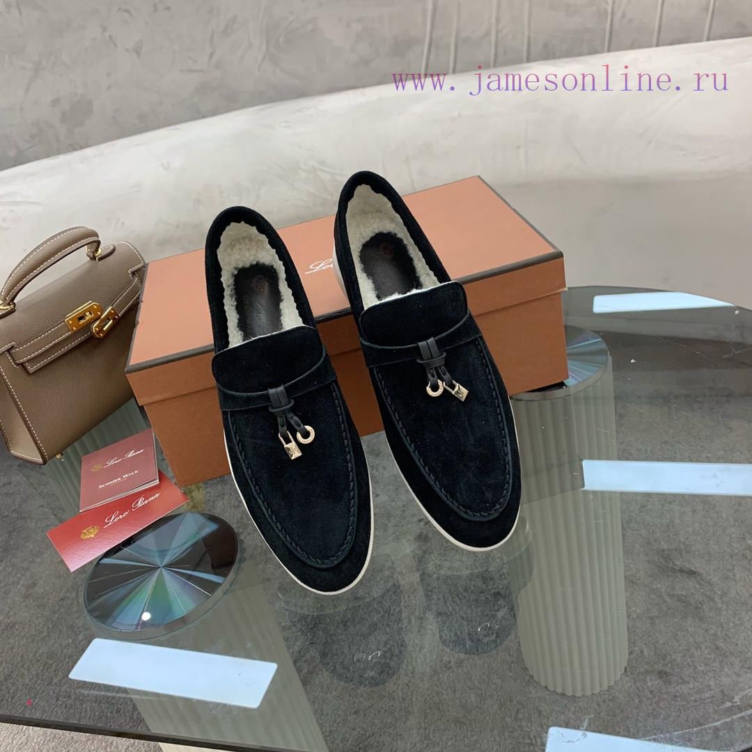 παντόφλες ορθοπαιδικες | Loro Piana Lambhair Loafers Italy's Top Cashmere Retro Elegant Low-key Luxury Fashion Practical ka10bau2 | κοκκινα μποτακια 2018 - Image 5