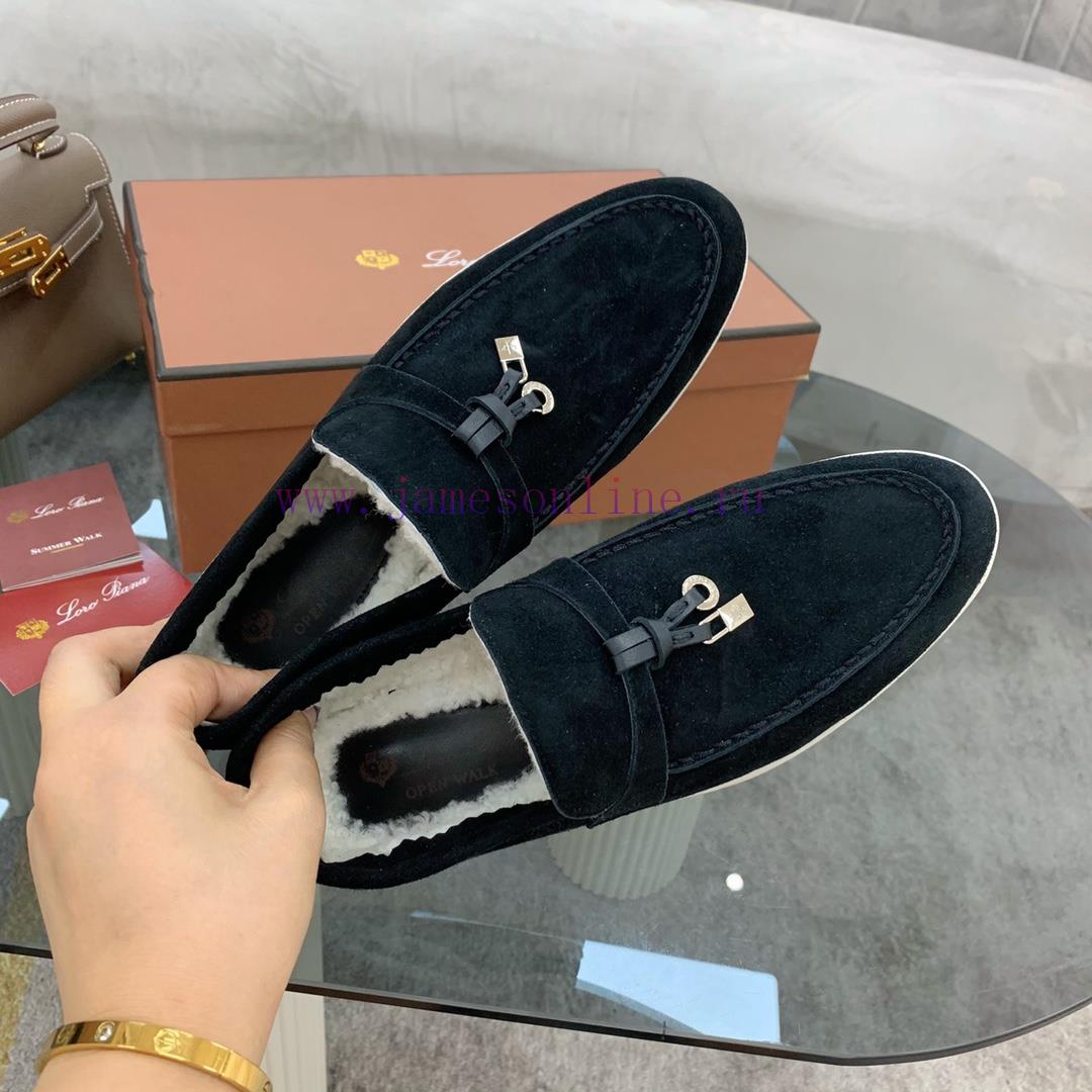 παντόφλες ορθοπαιδικες | Loro Piana Lambhair Loafers Italy's Top Cashmere Retro Elegant Low-key Luxury Fashion Practical ka10bau2 | κοκκινα μποτακια 2018 - Image 7