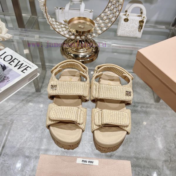 ανατομικες παντοφλες νουμερο 35 | Miu Miu Two Strap Velcro Woven Thick Bottom Flat Slippers Miu Miu 2024 Spring/Summer New Slippe eldxwv43 | διπατα μποτακια φθηνα