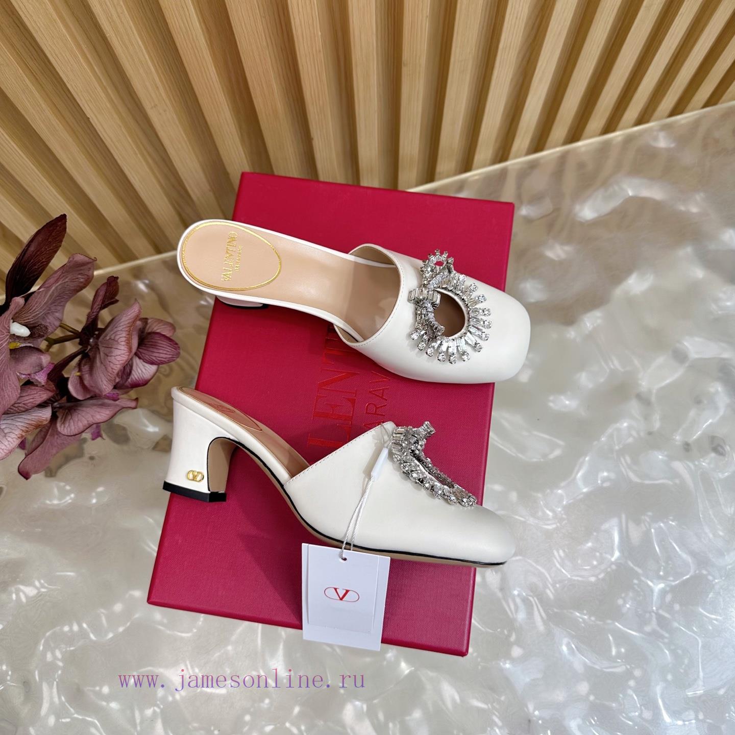 παιδικα παπουτσια για αγορια voi noi | 2025 Fashion Show | Valentino Crystal Coarse Heel Half Dragged High Heel Sandals With Beautiful pruv8c5t | νακ μποτακια γυναικεια - Image 3
