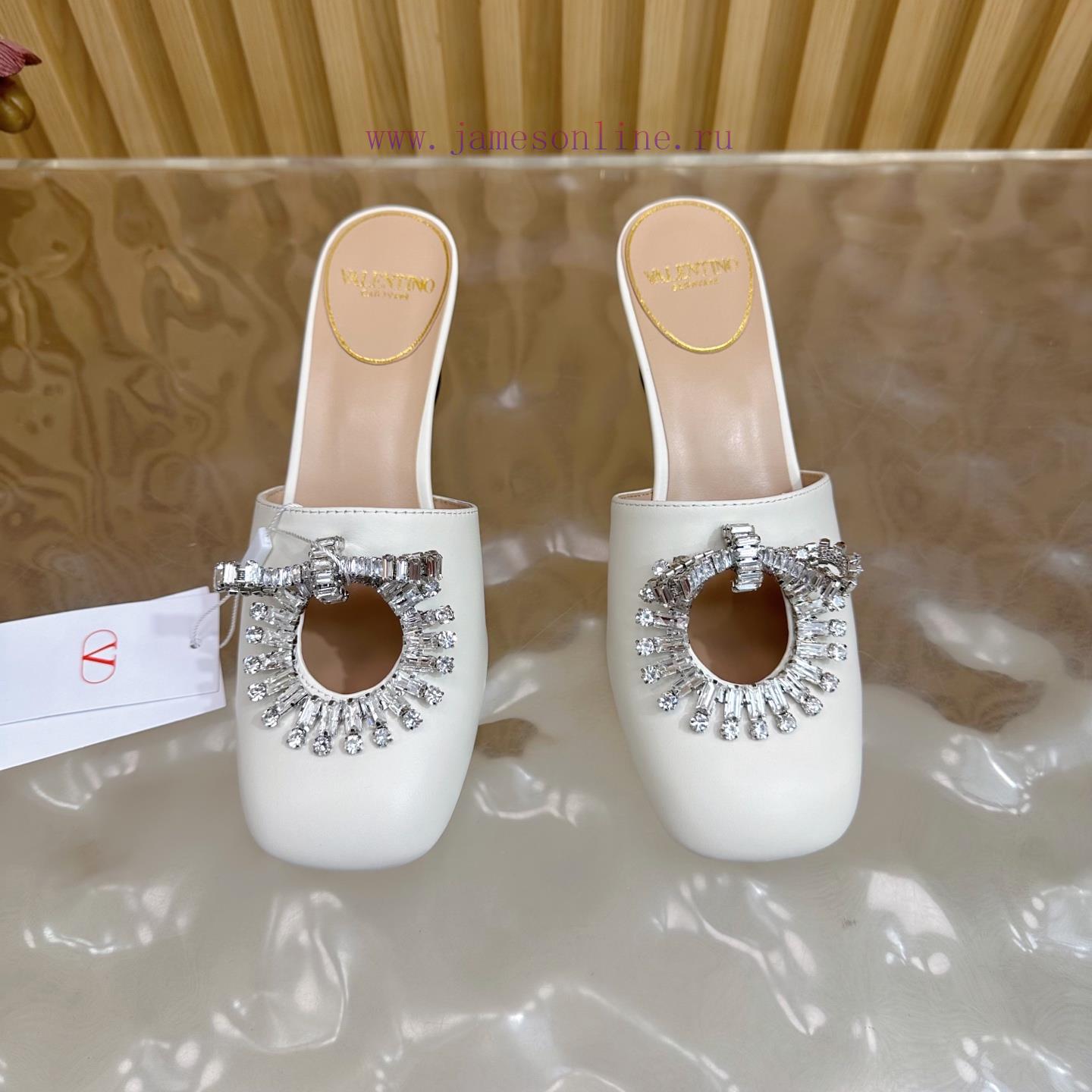 παιδικα παπουτσια για αγορια voi noi | 2025 Fashion Show | Valentino Crystal Coarse Heel Half Dragged High Heel Sandals With Beautiful pruv8c5t | νακ μποτακια γυναικεια - Image 6