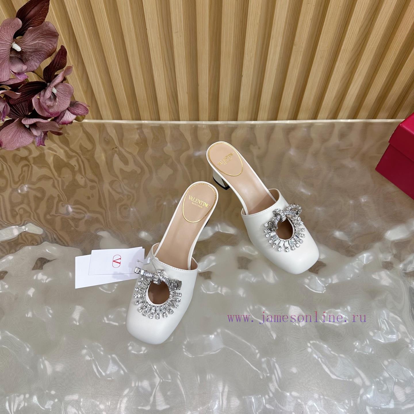 παιδικα παπουτσια για αγορια voi noi | 2025 Fashion Show | Valentino Crystal Coarse Heel Half Dragged High Heel Sandals With Beautiful pruv8c5t | νακ μποτακια γυναικεια - Image 7