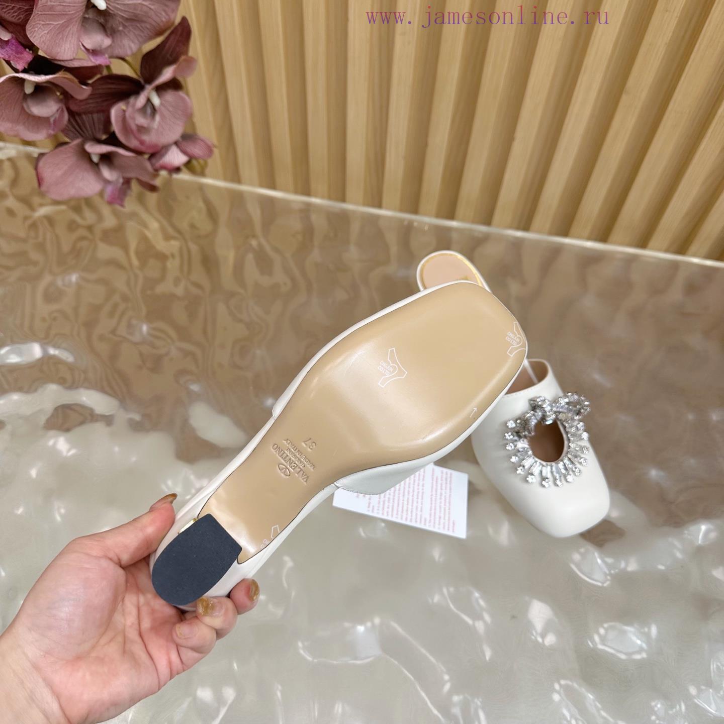 παιδικα παπουτσια για αγορια voi noi | 2025 Fashion Show | Valentino Crystal Coarse Heel Half Dragged High Heel Sandals With Beautiful pruv8c5t | νακ μποτακια γυναικεια - Image 10
