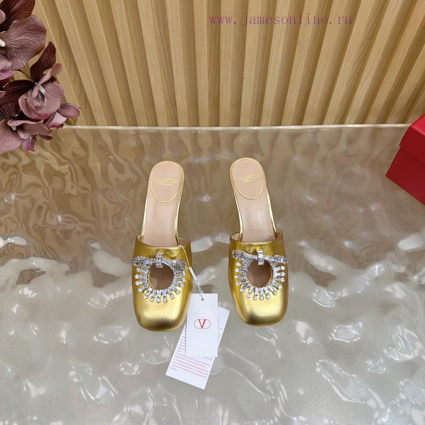 γαλάζιο πεδιλο | 2025 Fashion Show | Valentino Crystal Coarse Heel Half Dragged High Heel Sandals With Beautiful 1msxsw4o | intersport ορειβατικά μποτάκια - Image 5