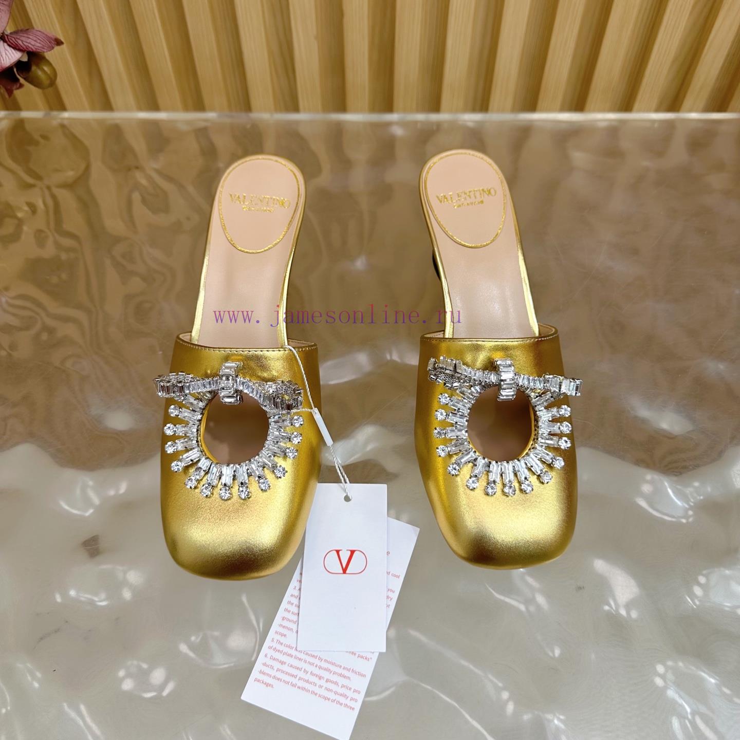 γαλάζιο πεδιλο | 2025 Fashion Show | Valentino Crystal Coarse Heel Half Dragged High Heel Sandals With Beautiful 1msxsw4o | intersport ορειβατικά μποτάκια - Image 6