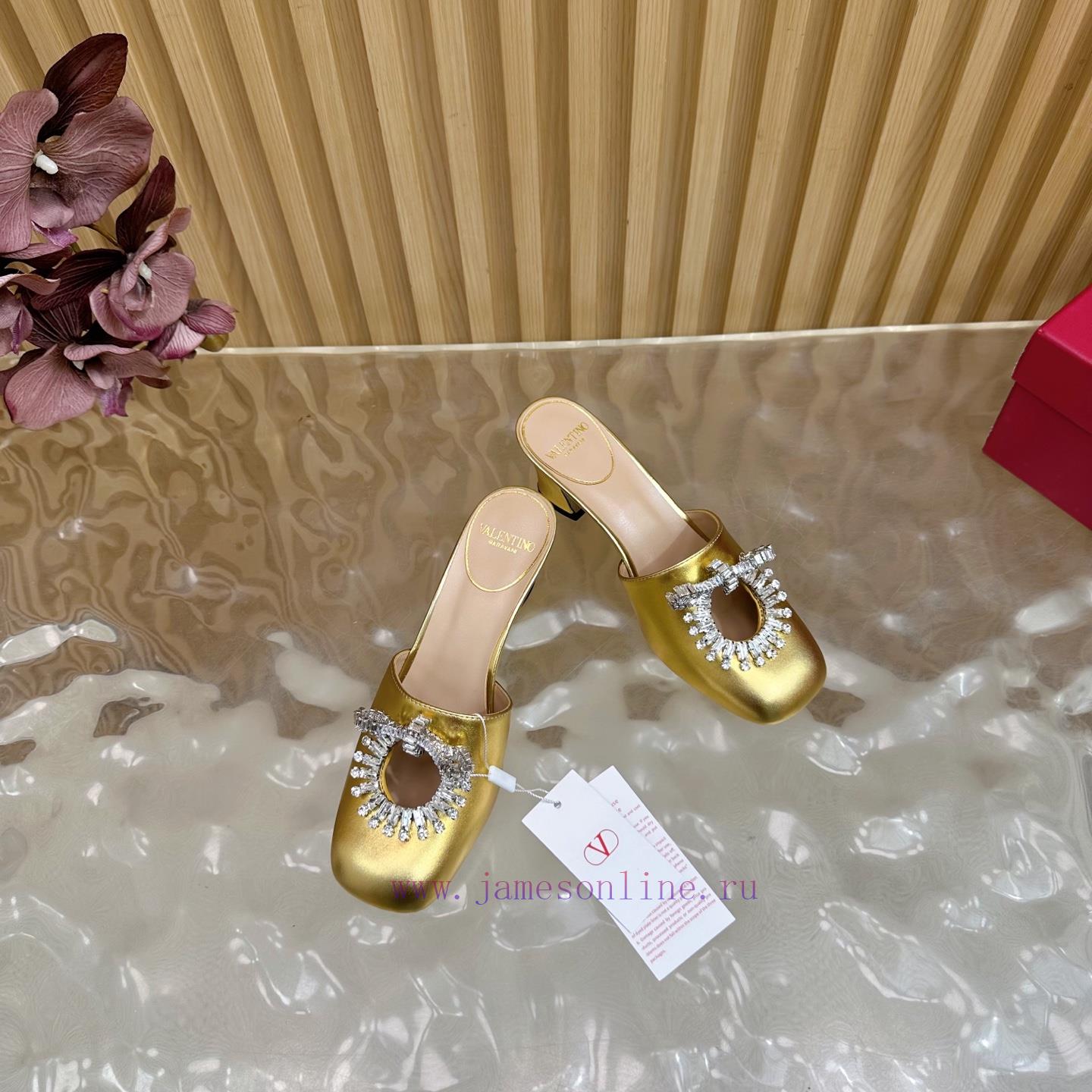 γαλάζιο πεδιλο | 2025 Fashion Show | Valentino Crystal Coarse Heel Half Dragged High Heel Sandals With Beautiful 1msxsw4o | intersport ορειβατικά μποτάκια - Image 7
