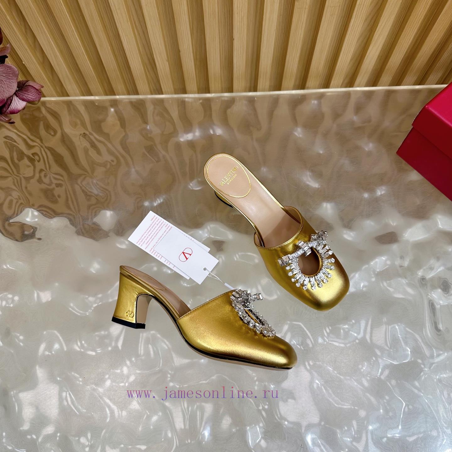 γαλάζιο πεδιλο | 2025 Fashion Show | Valentino Crystal Coarse Heel Half Dragged High Heel Sandals With Beautiful 1msxsw4o | intersport ορειβατικά μποτάκια - Image 10